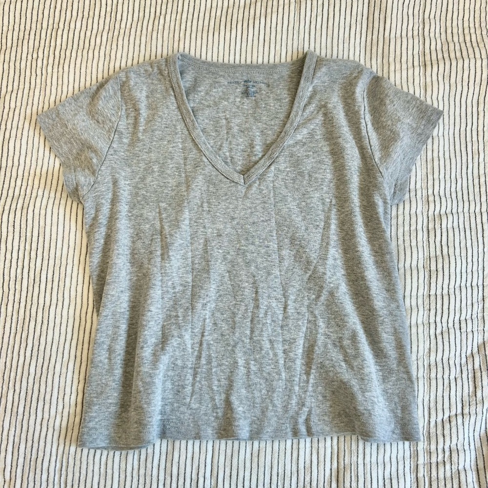 Brandy Melville Gray Vneck Crop Tee